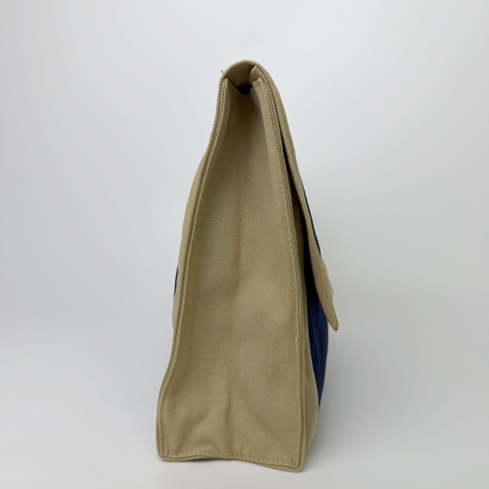 Hermes Yachting Clutch Canvas Beige Navy Vintage — view 3