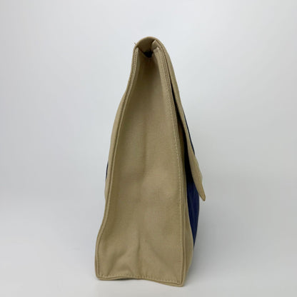 Hermes Yachting Clutch Canvas Beige Navy Vintage — view 3