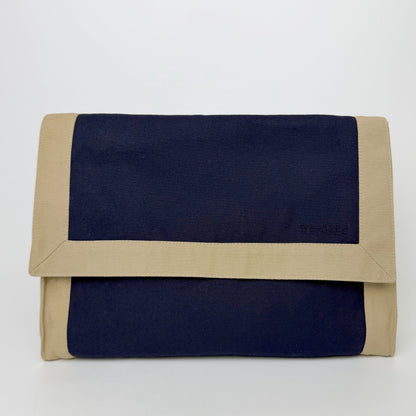 Hermes Yachting Clutch Canvas Beige Navy Vintage