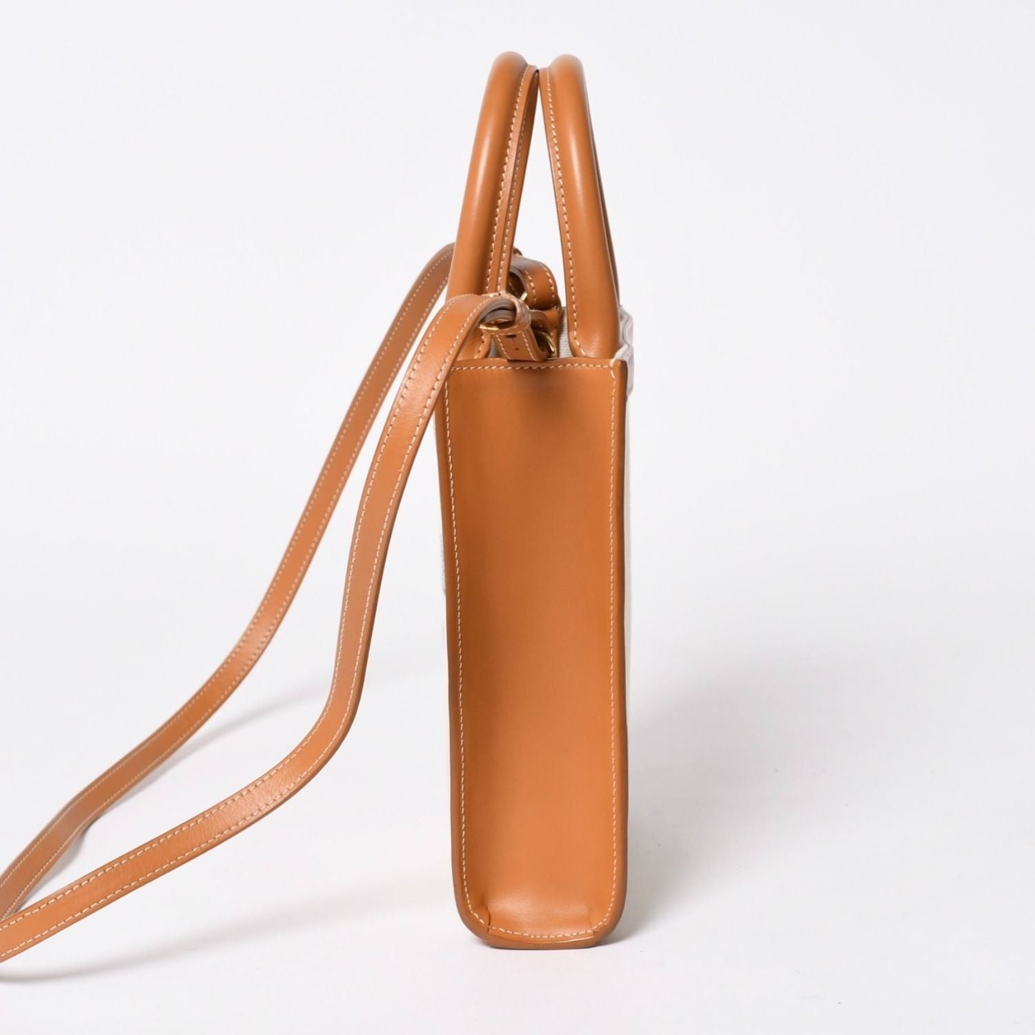 Celine Mini Vertical Cabas 2-Way Shoulder Bag Cotton Canvas Beige — view 4