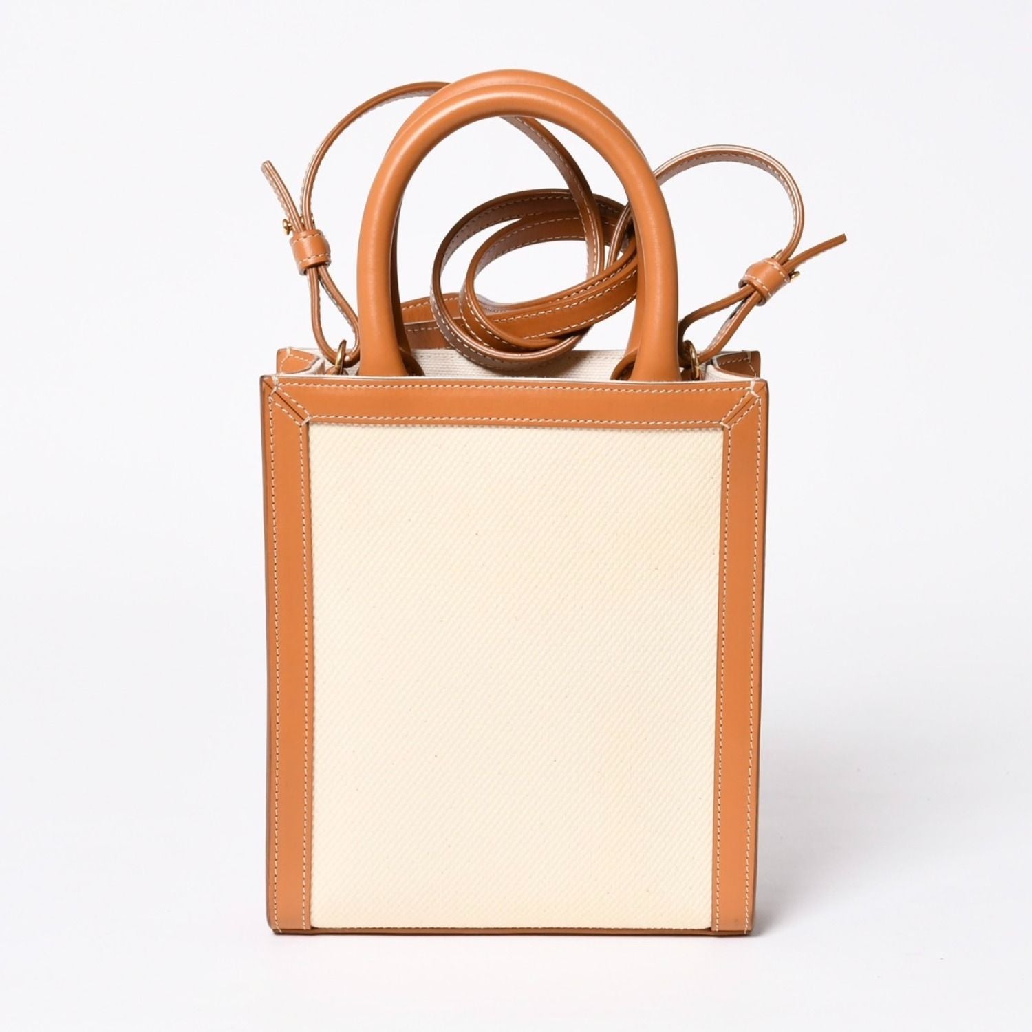 Celine Mini Vertical Cabas 2-Way Shoulder Bag Cotton Canvas Beige — view 2