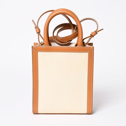 Celine Mini Vertical Cabas 2-Way Shoulder Bag Cotton Canvas Beige — view 2