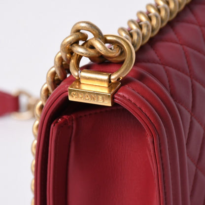 Chanel Boy Chain Shoulder Bag Lambskin CC Logo Pink Gold — view 5