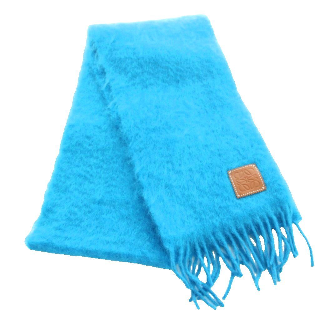 Loewe Scarf Fringe Mohair Wool Blend 192 Blue