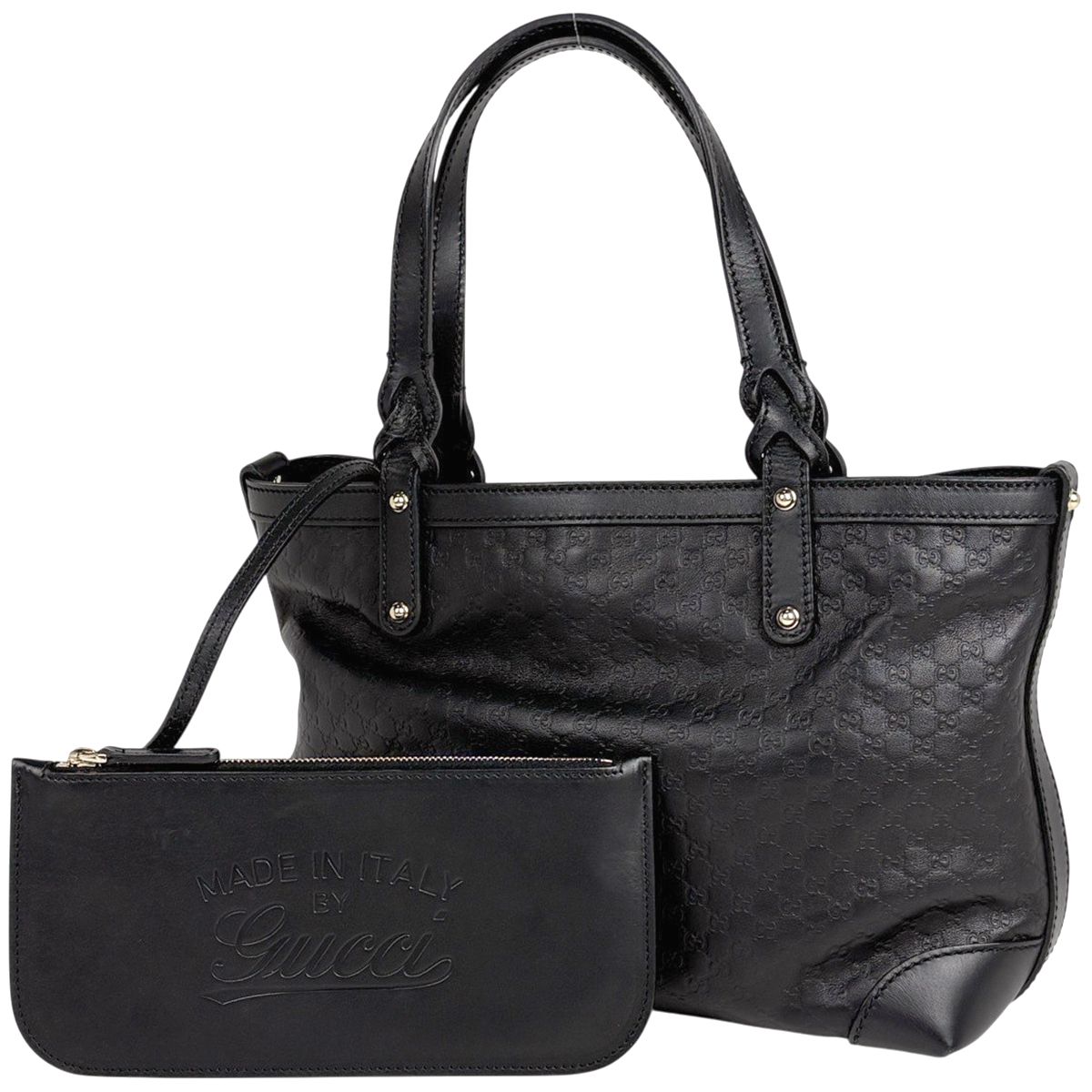 Gucci Micro Guccissima Leather Tote Bag Black
