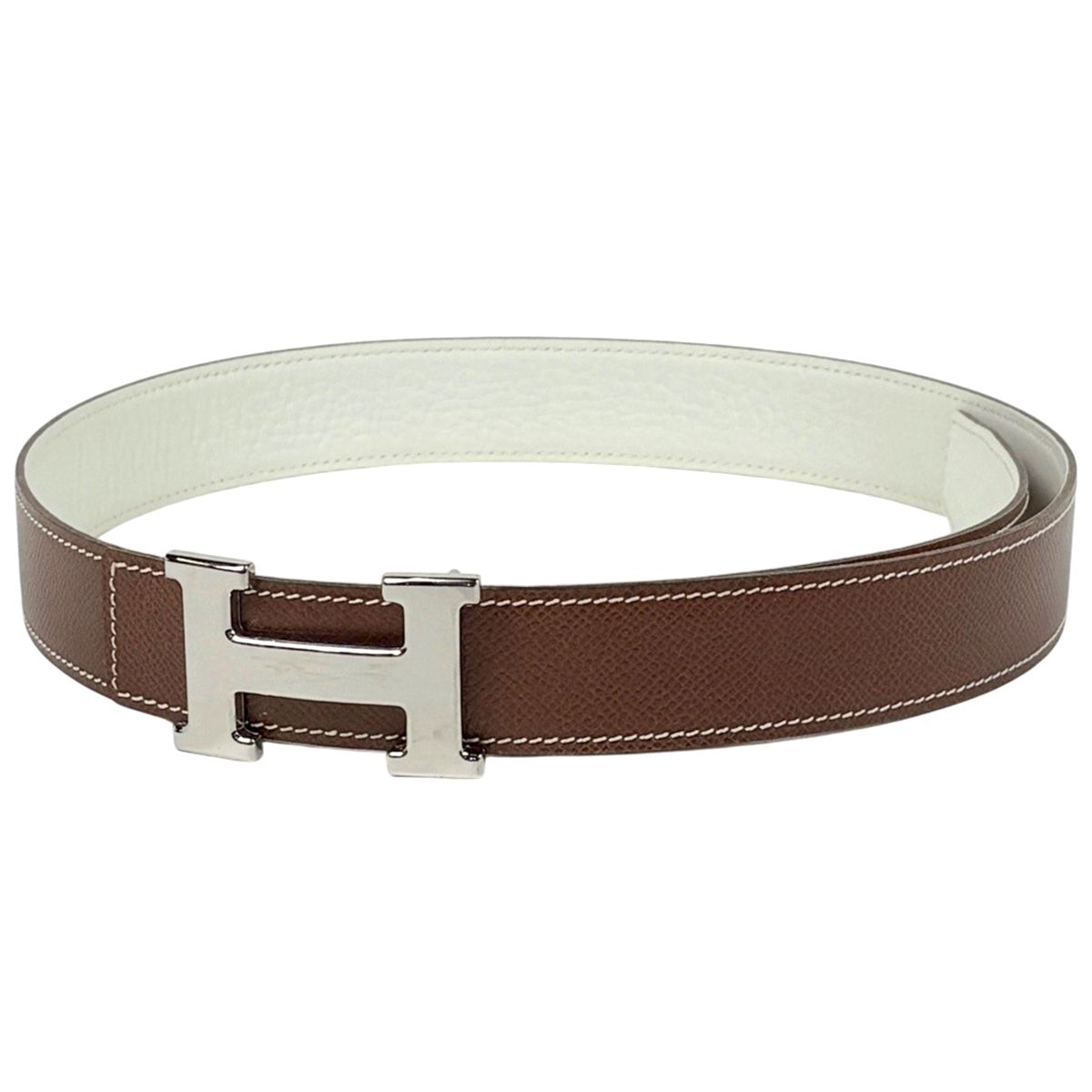 Hermes Constance Reversible Belt Leather Brown White