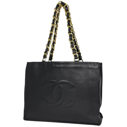 Chanel Tote Bag CC Logo Leather Black