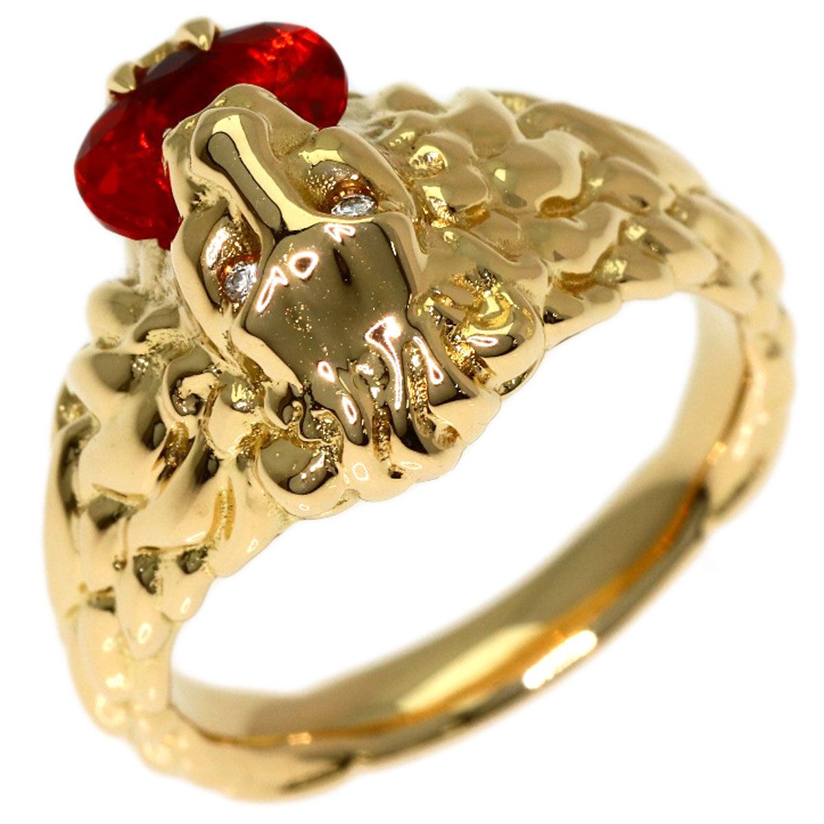 Gucci Lion Head Fire Pearl Ring 18K Yellow Gold — view 2