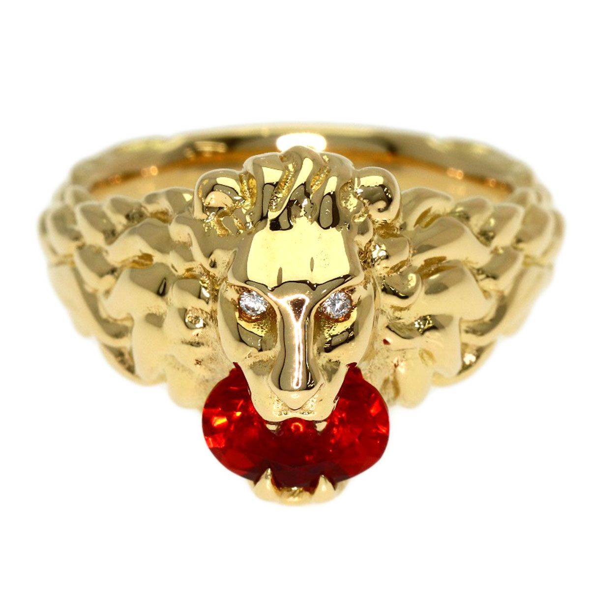 Gucci Lion Head Fire Pearl Ring 18K Yellow Gold — view 7