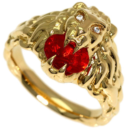 Gucci Lion Head Fire Pearl Ring 18K Yellow Gold