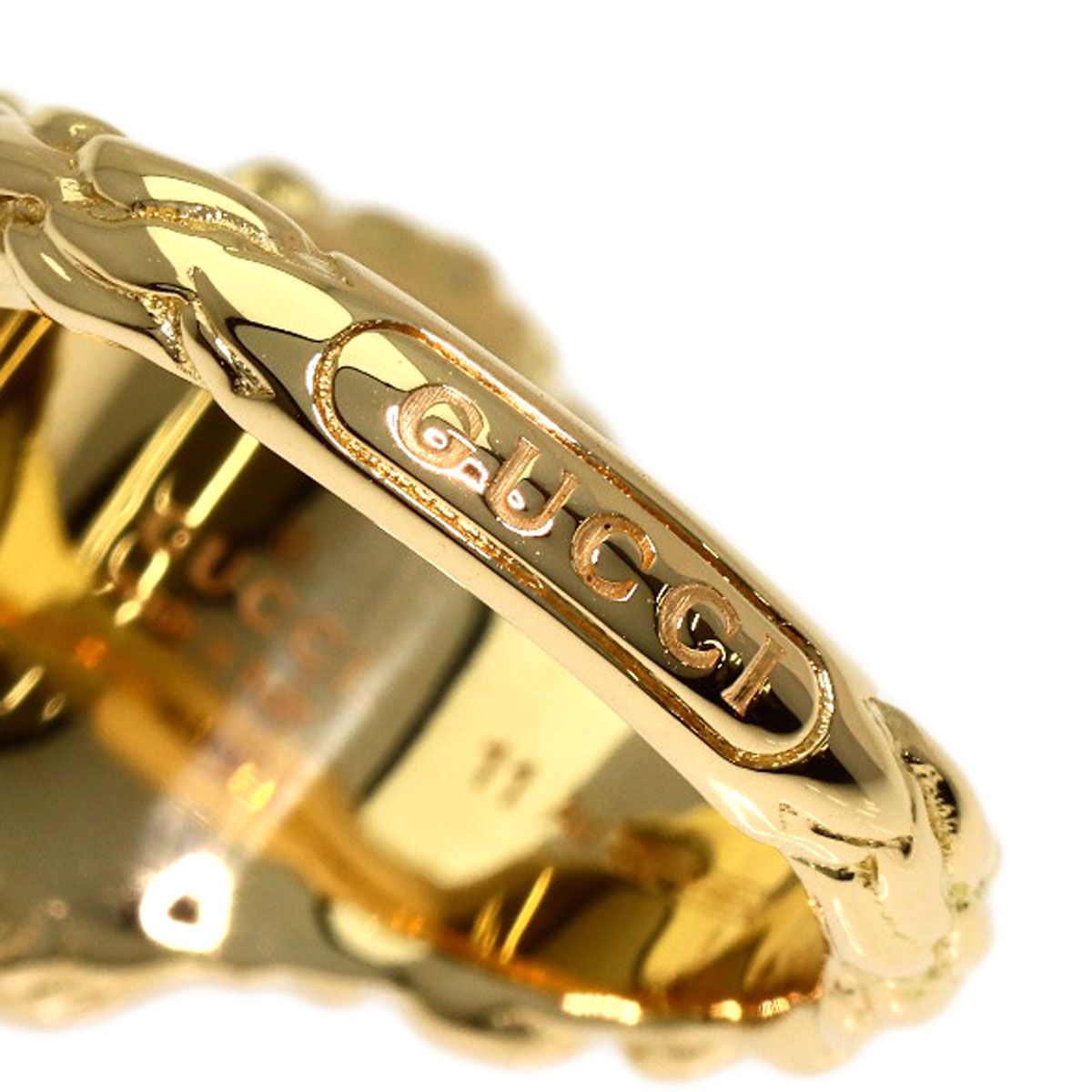 Gucci Lion Head Fire Pearl Ring 18K Yellow Gold — view 6