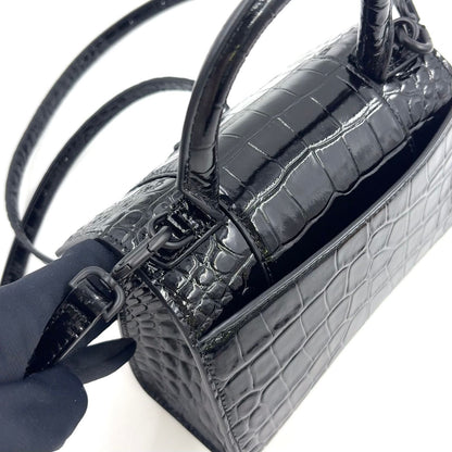 Balenciaga Hour Glass 2-Way Shoulder Calfskin Black Handbag — view 8