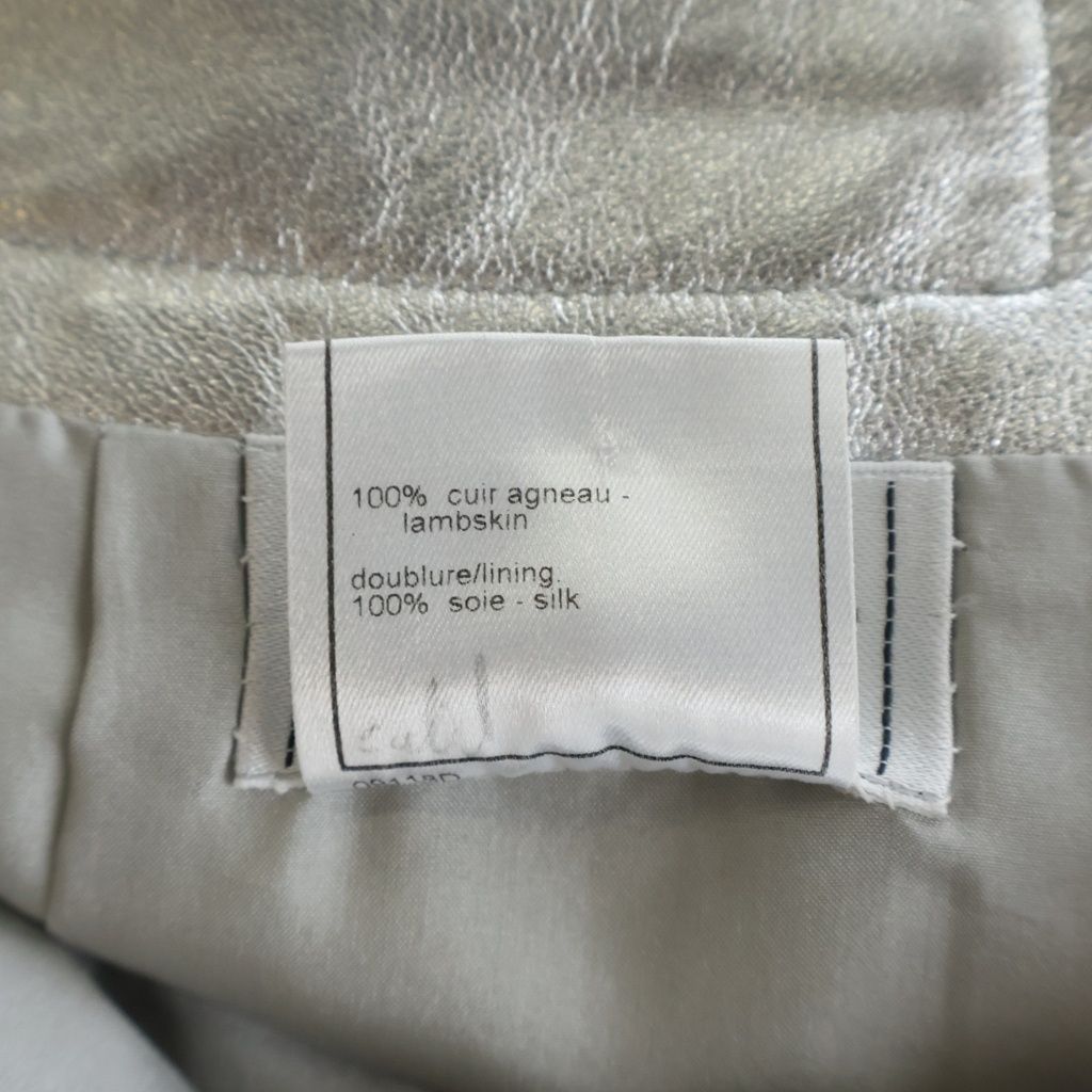 Chanel 99A Lambskin Metallic Leather Tight Skirt Silver — view 8