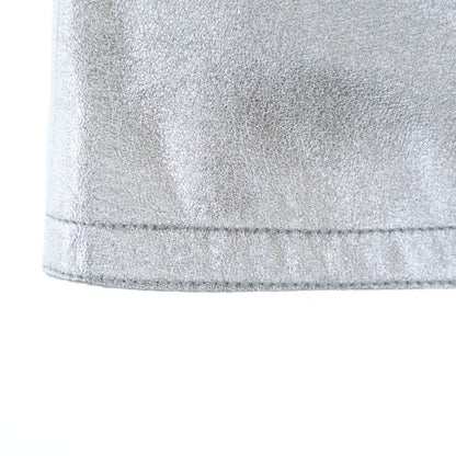 Chanel 99A Lambskin Metallic Leather Tight Skirt Silver — view 5