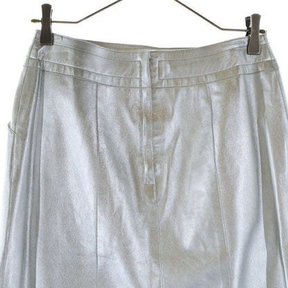 Chanel 99A Lambskin Metallic Leather Tight Skirt Silver — view 4