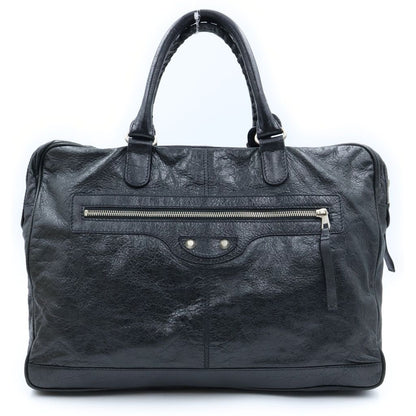 Balenciaga City Classic Bridge Handbag Business Bag Black Leather Silver