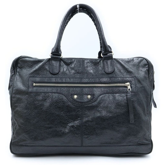 Balenciaga City Classic Bridge Handbag Business Bag Black Leather Silver