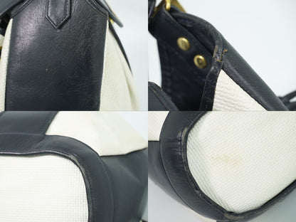 Saint Laurent YSL Drawstring Shoulder Bag Pochette Leather White Navy — view 7