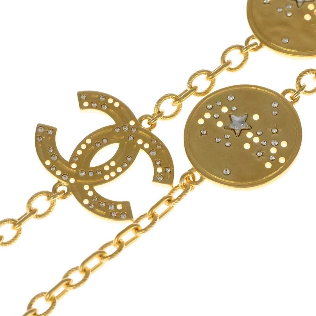Chanel CC Logo 24K Rhinestone Chain Long Necklace Gold — view 3