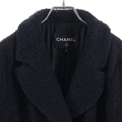 Chanel 23S Tweed Jacket Crystal Button Double Breasted Black — view 3