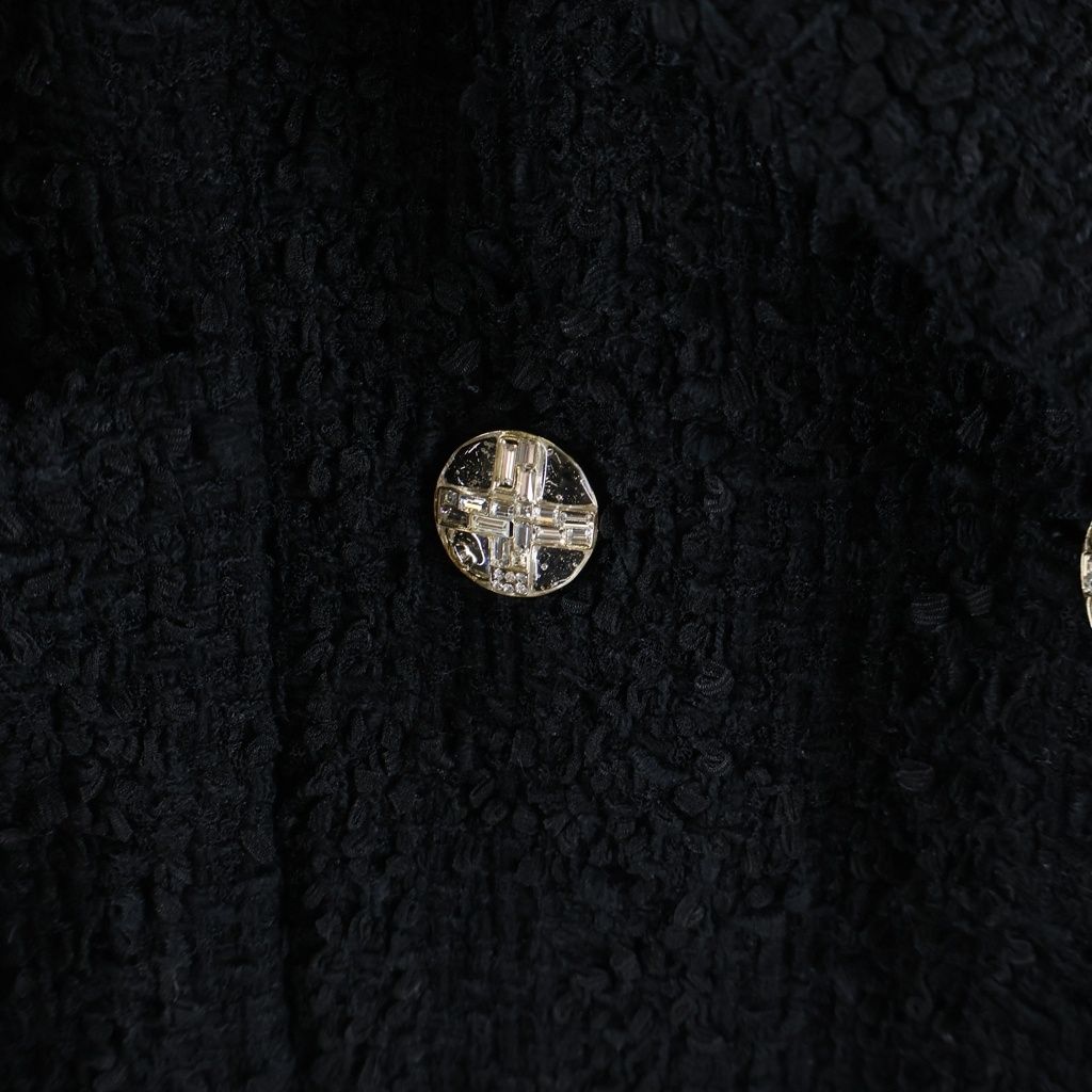 Chanel 23S Tweed Jacket Crystal Button Double Breasted Black — view 5