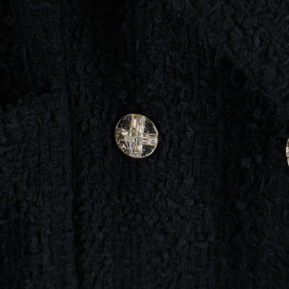 Chanel 23S Tweed Jacket Crystal Button Double Breasted Black — view 5