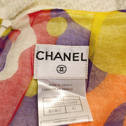 Chanel Silk Lining Boucles Tweed Skirt White — view 7