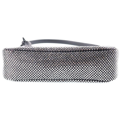 Prada Re Edition Crystal Rhinestone Satin Leather Shoulder Bag Black Silver — view 4