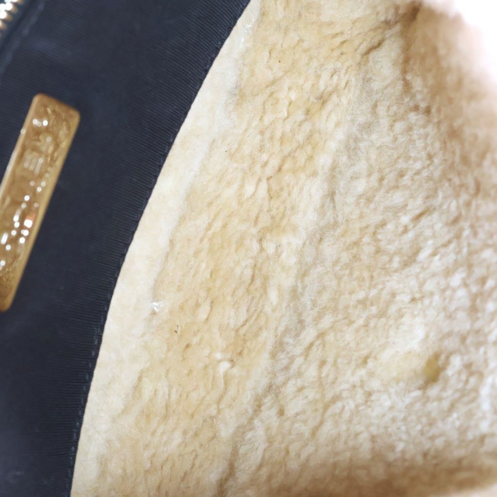 Chanel CC Mania CC Logo Patent Leather Shearling Chain Shoulder Bag Gold Black — view 8