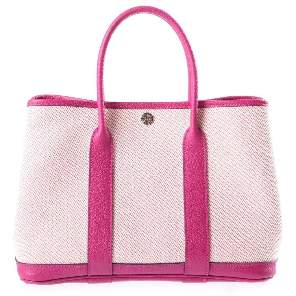 Hermes Garden Party TPM Handbag Rose Purple Toile H Country Silver — view 2