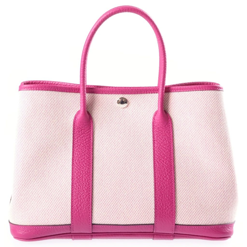 Hermes Garden Party TPM Handbag Rose Purple Toile H Country Silver