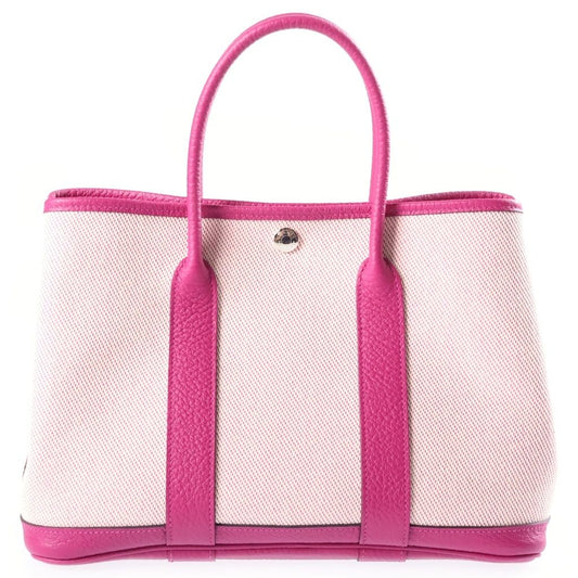 Hermes Garden Party TPM Handbag Rose Purple Toile H Country Silver