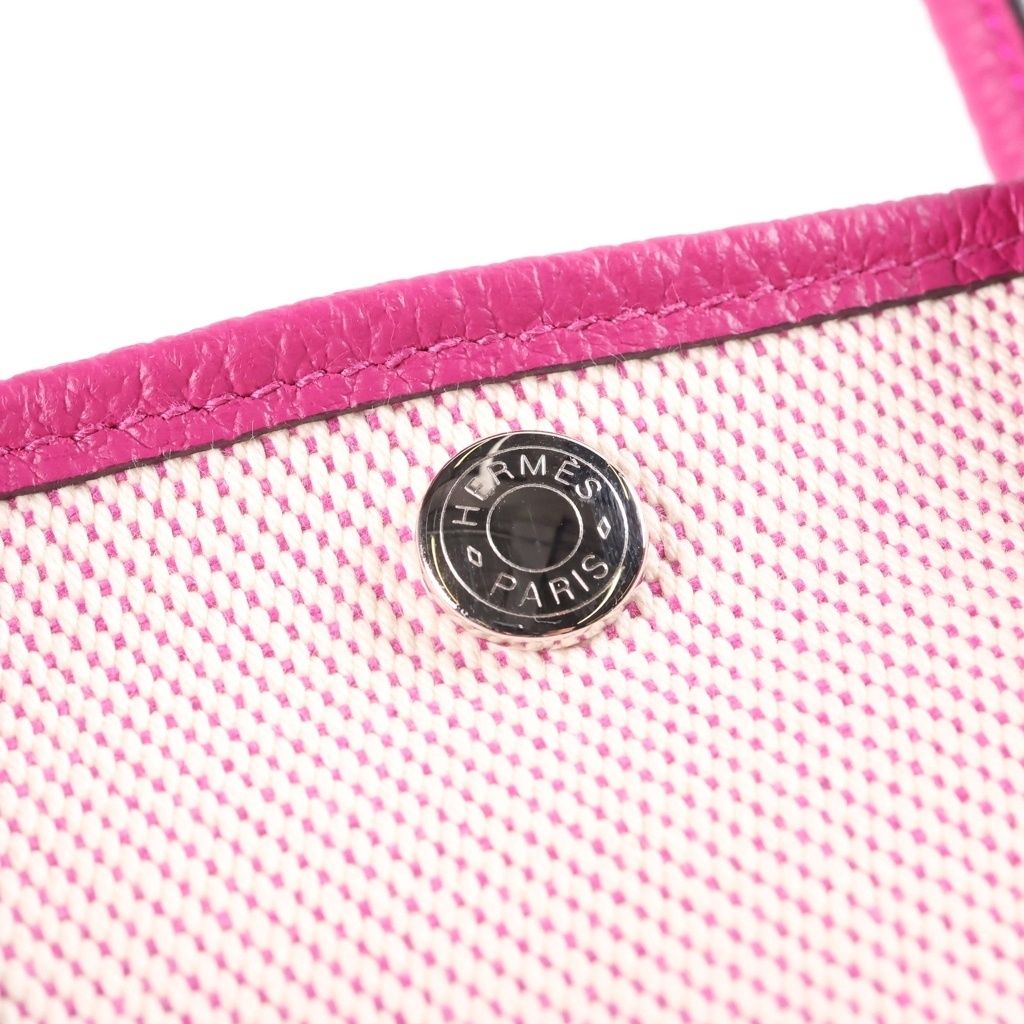 Hermes Garden Party TPM Handbag Rose Purple Toile H Country Silver — view 6