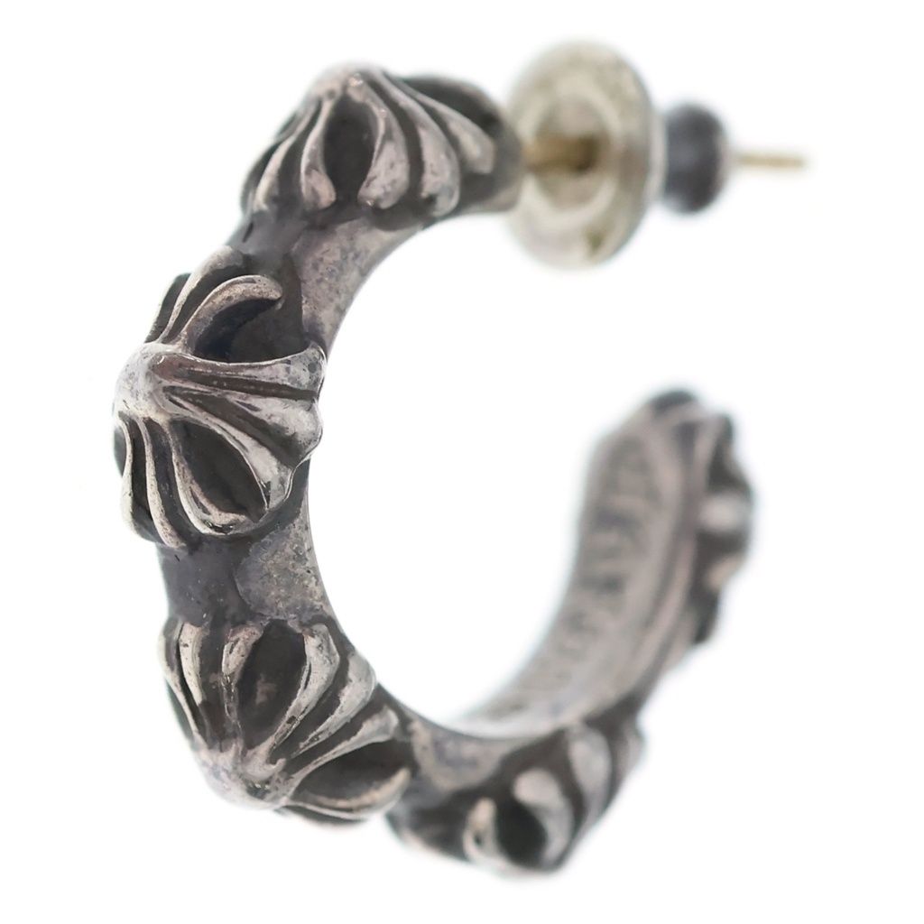 Chrome Hearts Hoop Cross Band Earrings Silver