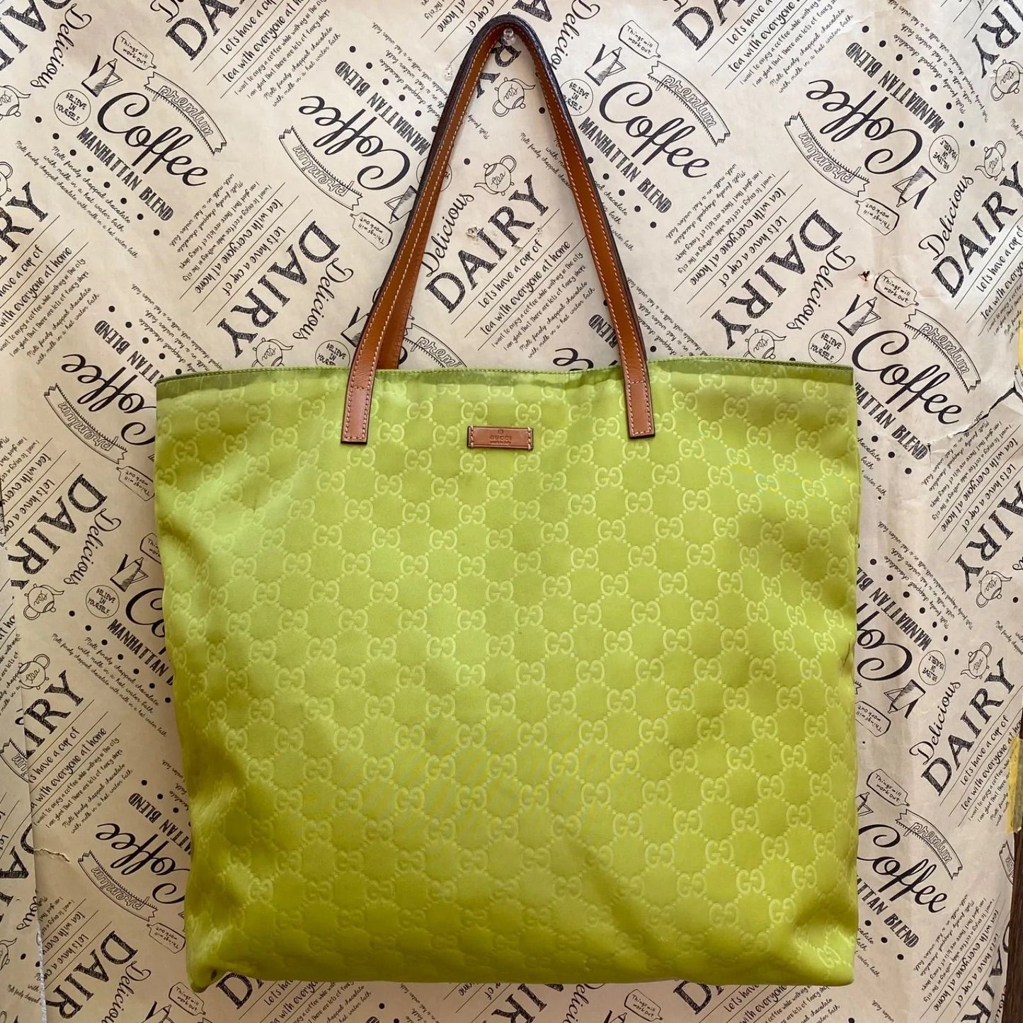 Gucci Tote Bag GG Pattern Nylon Green
