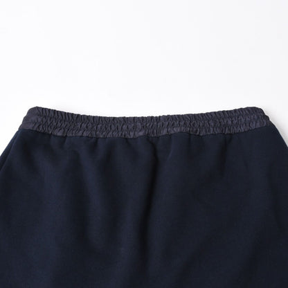 Miu Miu Cotton Fleece Mini Skirt Navy Logo Patch Silver — view 4
