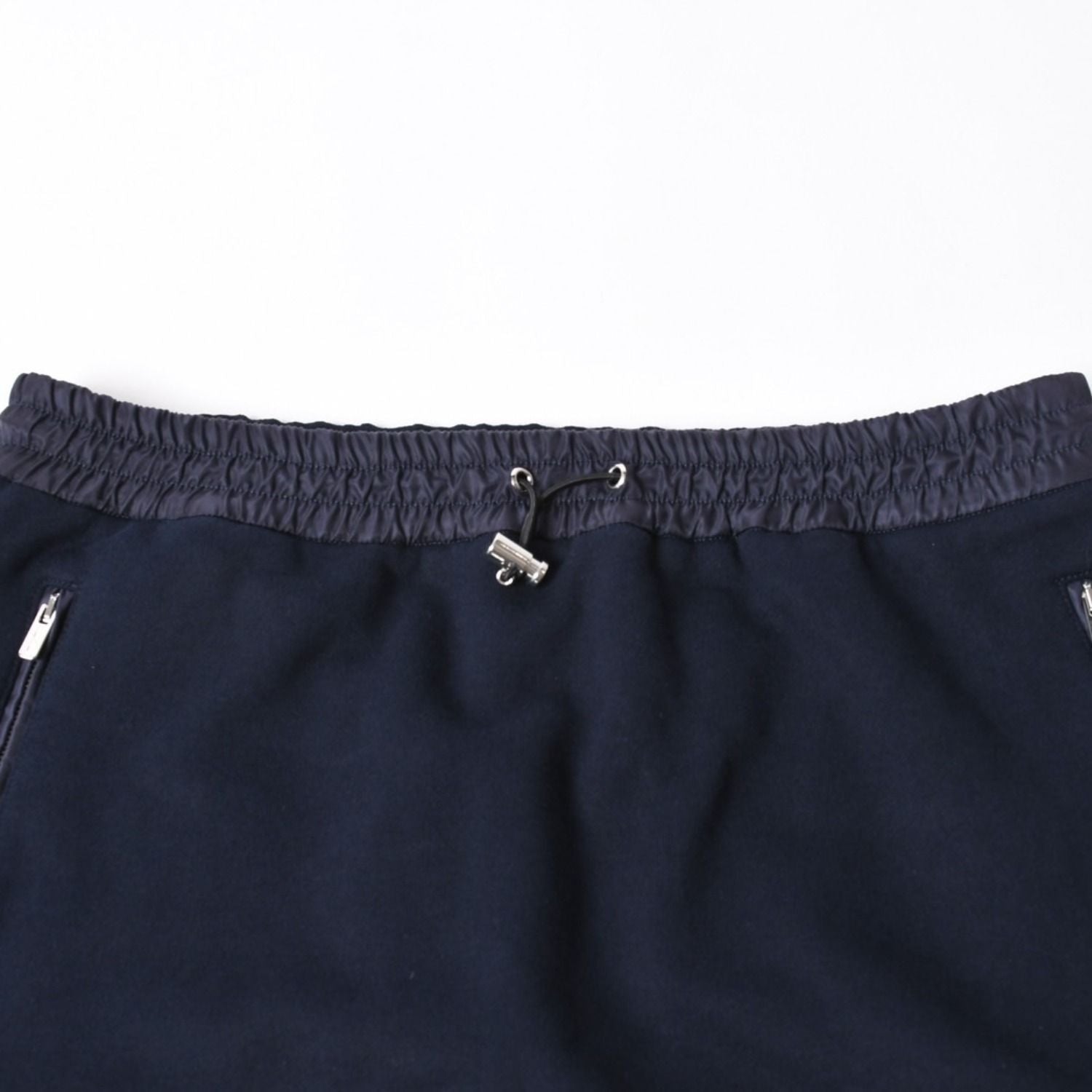Miu Miu Cotton Fleece Mini Skirt Navy Logo Patch Silver — view 3