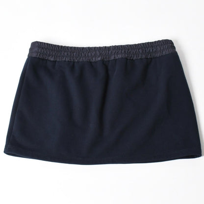 Miu Miu Cotton Fleece Mini Skirt Navy Logo Patch Silver — view 2