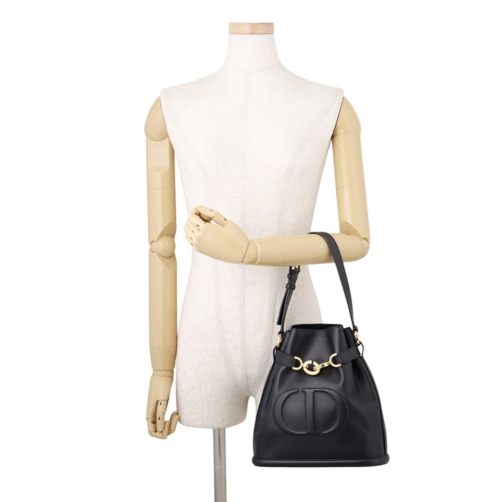 Dior Handbag C'est CD Embossed Calf Leather 2-Way Black — view 4