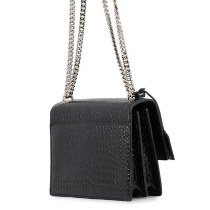 Saint Laurent Paris Chain Shoulder Bag Sunset Embossed Leather Black — view 2