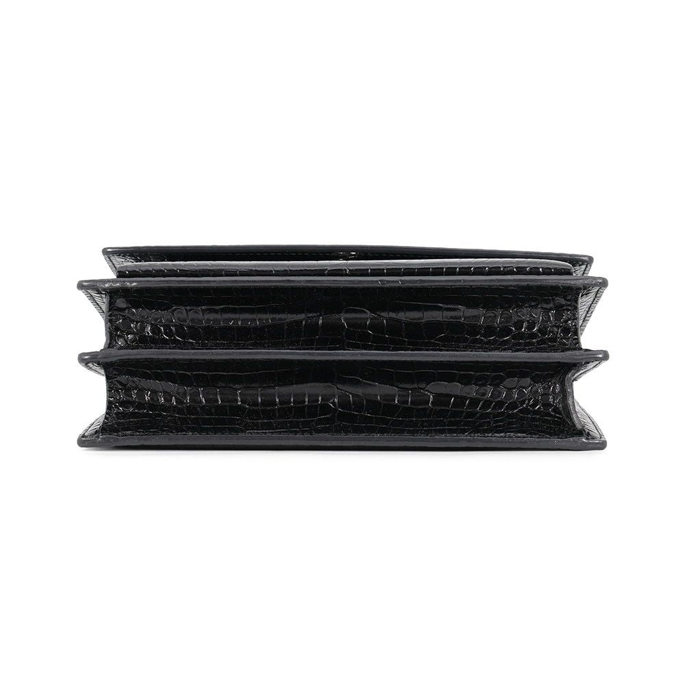 Saint Laurent Paris Chain Shoulder Bag Sunset Embossed Leather Black — view 3