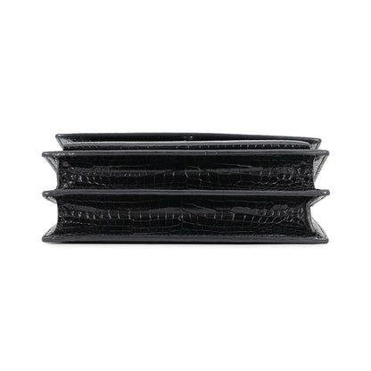 Saint Laurent Paris Chain Shoulder Bag Sunset Embossed Leather Black — view 3
