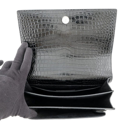 Saint Laurent Paris Chain Shoulder Bag Sunset Embossed Leather Black — view 7