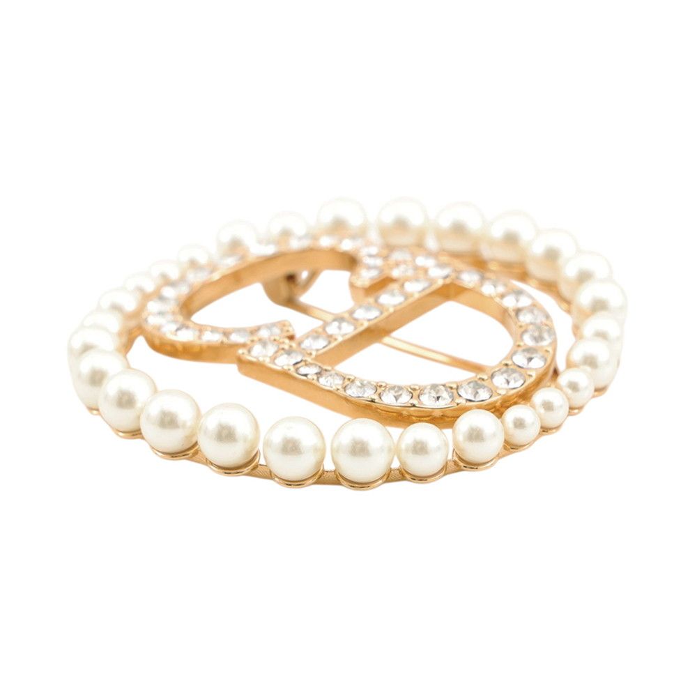 Dior Brooch Clair D Lune Faux Pearl Rhinestone — view 2