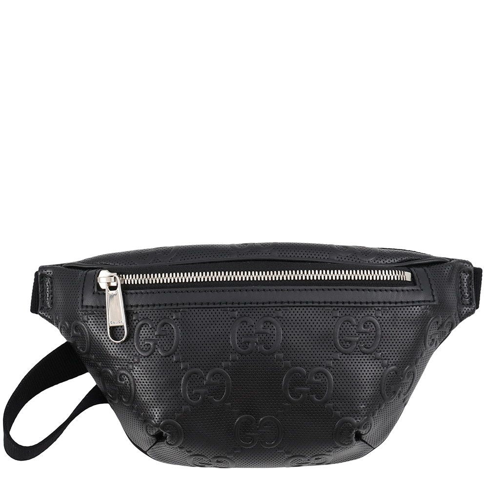 Gucci Belt Bag GG Embossed Bag Leather Black