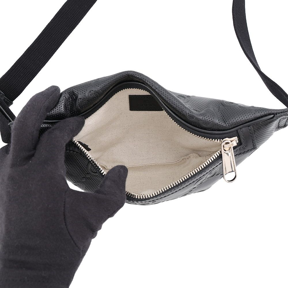 Gucci Belt Bag GG Embossed Bag Leather Black — view 6