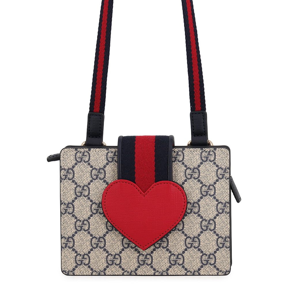 Gucci Shoulder Bag Children's Heart Web Stripe GG Supreme