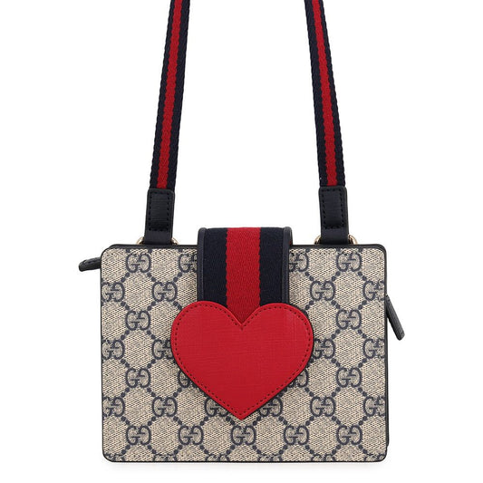 Gucci Shoulder Bag Children's Heart Web Stripe GG Supreme