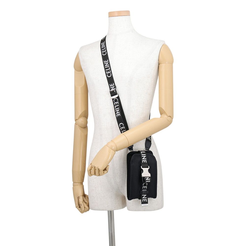 Celine Shoulder Pouch Trekking Mobile Canvas Black — view 4