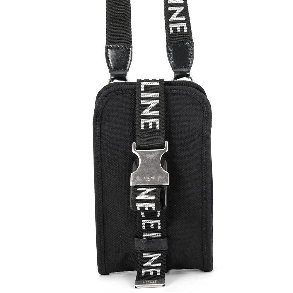 Celine Shoulder Pouch Trekking Mobile Canvas Black